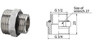 PRZYŁĄCZKA DO VKO G1/2"XG3/4"NIKLOWANA PRZYŁĄCZKA DO VKO G1/2"XG3/4"NIKLOWANA