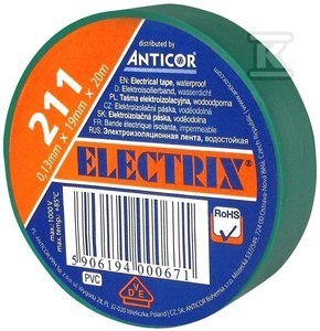 TAŚMA IZOL.19X20 ZIELONA ELECTRIC 211P TAŚMA IZOL.19X20 ZIELONA ELECTRIC 211P