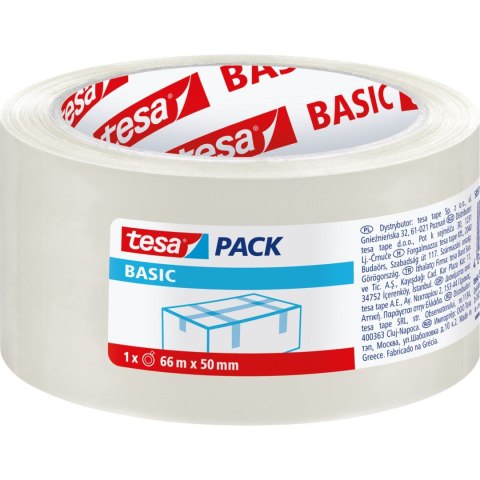 Taśma pakowa basic 66m:50mm, przezroczysta Taśma pakowa basic 66m:50mm, przezroczysta
