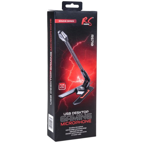 Mikrofon gamingowy NanoRS, LED, YouTube streaming, kabel USB 1.5m, czułość 21dB+3dB, RS710 Mikrofon gamingowy NanoRS, LED, YouTube streaming, kabel USB 1.5m, czułość 21dB+3dB, RS710