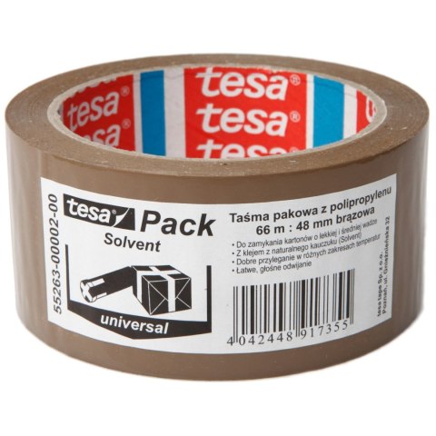 Taśma pakowa solvent 66m:48mm, brązowa Taśma pakowa solvent 66m:48mm, brązowa