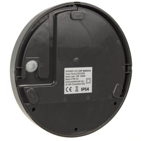Lampa LED z czujnikiem ruchu Maclean ,na podczerwień, kolor szary, 15W, IP54, 1100lm, MCE291 GR Lampa LED z czujnikiem ruchu Maclean ,na podczerwień, kolor szary, 15W, IP54, 1100lm, MCE291 GR