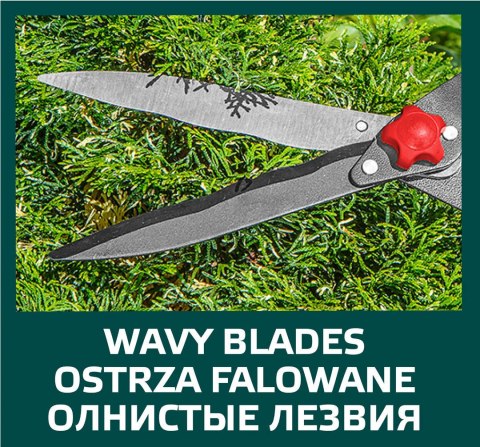 Nożyce do żywopłotu faliste teleskopowe 670 - 880 mm, ostrze 200 mm Nożyce do żywopłotu faliste teleskopowe 670 - 880 mm, ostrze 200 mm