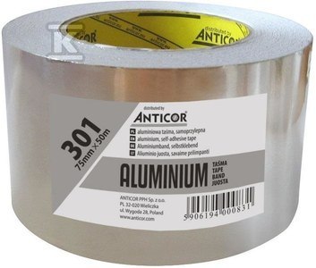 ALUMINIO 301, DO 120°C 75MMX50M ALUMINIO 301, DO 120°C 75MMX50M