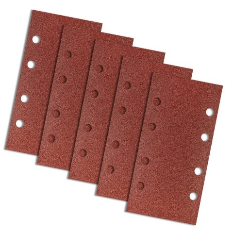 Papier ścierny na rzep 93 x 185 mm, K80, 5 szt., z otworami Papier ścierny na rzep 93 x 185 mm, K80, 5 szt., z otworami