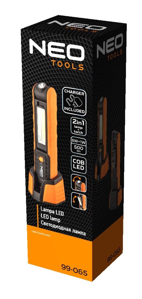 Lampa warsztatowa akumulatorowa 500 lm COB + baza + ładowarka Lampa warsztatowa akumulatorowa 500 lm COB + baza + ładowarka