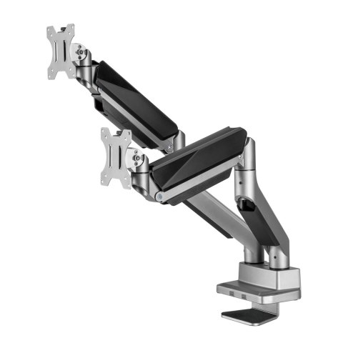 Uchwyt biurkowy na dwa monitory uniwersalny Ergo Office, sprężyna gazowa 17"-35" 15kg, VESA 75x75 / 100x100, ER-446 Uchwyt biurkowy na dwa monitory uniwersalny Ergo Office, sprężyna gazowa 17"-35" 15kg, VESA 75x75 / 100x100, ER-446