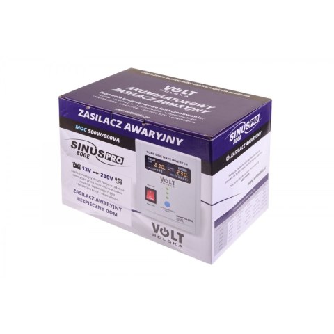 Zasilacz awaryjny volt sinus pro 800 e 12/230v (500/800w) z pełną sinusoidą oraz funkcją ups i prostownika Zasilacz awaryjny volt sinus pro 800 e 12/230v (500/800w) z pełną sinusoidą oraz funkcją ups i prostownika