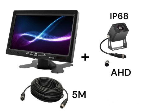 Monitor samochodowy lcd 7 cali 12/24v kabel 10m oraz kamera cofania 4pin zestaw ahd Monitor samochodowy lcd 7 cali 12/24v kabel 10m oraz kamera cofania 4pin zestaw ahd