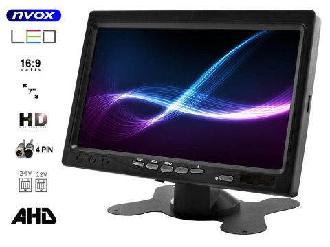 Monitor samochodowy lcd 7 cali 12/24v kabel 10m oraz kamera cofania 4pin zestaw ahd Monitor samochodowy lcd 7 cali 12/24v kabel 10m oraz kamera cofania 4pin zestaw ahd