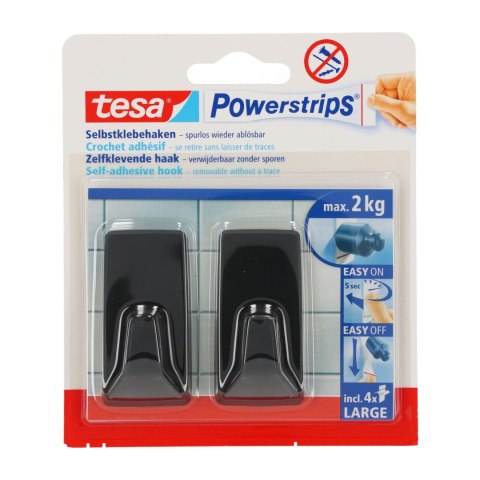 Haczyki samoprzylep.powerstrips 2 szt.prostokąt.duże,czarne Haczyki samoprzylep.powerstrips 2 szt.prostokąt.duże,czarne