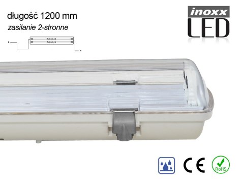 Zestaw: 10x oprawa hermetyczna lampa led ip65 + 20x świetlówka led 120cm 18w t8 4000k g13 neutralna Zestaw: 10x oprawa hermetyczna lampa led ip65 + 20x świetlówka led 120cm 18w t8 4000k g13 neutralna