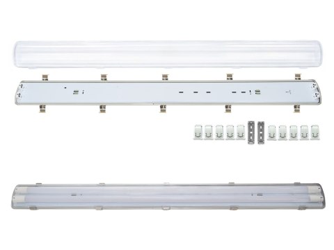 Zestaw: 10x oprawa hermetyczna lampa led ip65 + 20x świetlówka led 120cm 18w t8 4000k g13 neutralna Zestaw: 10x oprawa hermetyczna lampa led ip65 + 20x świetlówka led 120cm 18w t8 4000k g13 neutralna