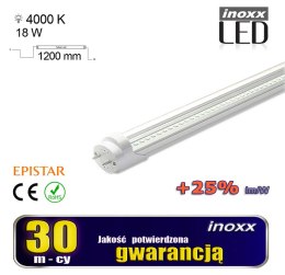 Zestaw: 15x świetlówka led 120cm 18w t8 4000k g13 neutralna przezroczysta