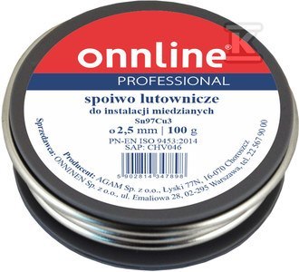 LUT MIĘKKI SN97CU3 2,5MM 100G ONNLINE LUT MIĘKKI SN97CU3 2,5MM 100G ONNLINE
