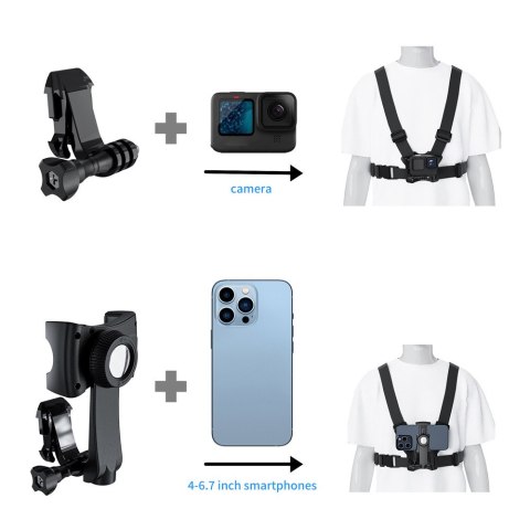 Szelki sportowe do telefonu Maclean, uniwersalne, do telefonu, aparatu, kamer GoPro i innych, obrotowy uchwyt, MC-294 Szelki sportowe do telefonu Maclean, uniwersalne, do telefonu, aparatu, kamer GoPro i innych, obrotowy uchwyt, MC-294