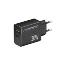 EZC105K Esperanza ładowarka sieciowa 20w usb-c pd 20w / usb-a qc 3.0 18w czarna