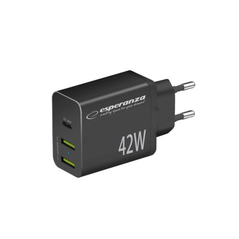 EZC106K Esperanza ładowarka sieciowa 42w usb-c pd 30w / 2x usb-a 12w EZC106K Esperanza ładowarka sieciowa 42w usb-c pd 30w / 2x usb-a 12w