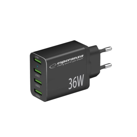 EZC107K Esperanza ładowarka sieciowa 36w 4x usb-a qc 3.0 18w EZC107K Esperanza ładowarka sieciowa 36w 4x usb-a qc 3.0 18w
