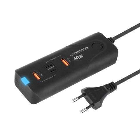 EZC109 Esperanza ładowarka sieciowa 60w 2x usb-c pd 30w / 2x usb-a qc 3.0 18w EZC109 Esperanza ładowarka sieciowa 60w 2x usb-c pd 30w / 2x usb-a qc 3.0 18w