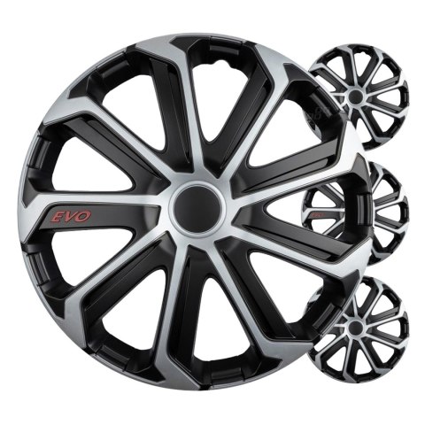 Kołpaki samochodowe 4szt. komplet evo czarno srebrne 14" cali color box Kołpaki samochodowe 4szt. komplet evo czarno srebrne 14" cali color box