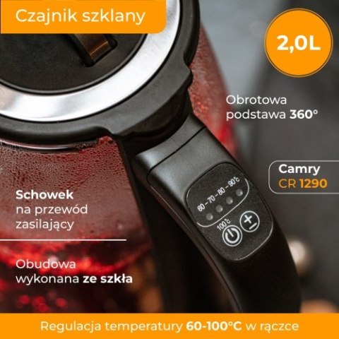 CR 1290 black Czajnik szklany 2,0 l z zaparzaczem oraz regulacją temp. CR 1290 black Czajnik szklany 2,0 l z zaparzaczem oraz regulacją temp.