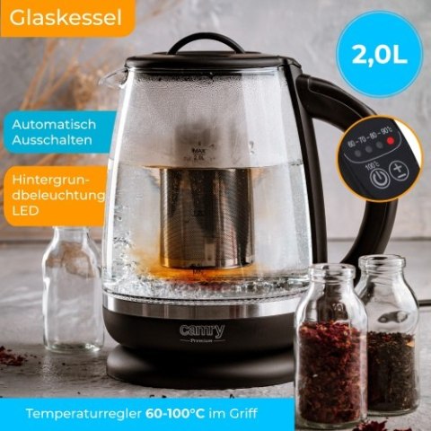 CR 1290 black Czajnik szklany 2,0 l z zaparzaczem oraz regulacją temp. CR 1290 black Czajnik szklany 2,0 l z zaparzaczem oraz regulacją temp.