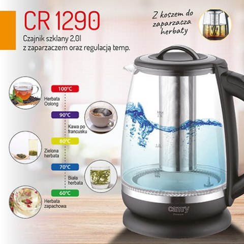 CR 1290 black Czajnik szklany 2,0 l z zaparzaczem oraz regulacją temp. CR 1290 black Czajnik szklany 2,0 l z zaparzaczem oraz regulacją temp.