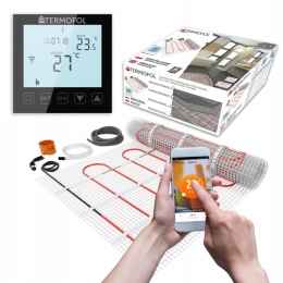 5m2 Zestaw mata grzewcza z termoregulatorem TF-WIFI Czarny
