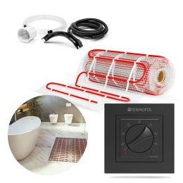 9m2 Zestaw mata grzewcza z termoregulatorem TF-H3 Black (czarny)