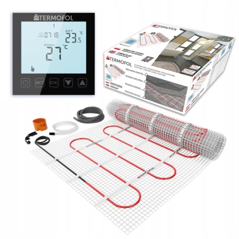 10m2 Zestaw mata grzewcza z termoregulatorem TF-H1 Black Mark II (czarny) 10m2 Zestaw mata grzewcza z termoregulatorem TF-H1 Black Mark II (czarny)