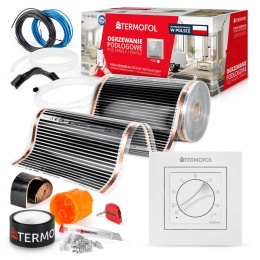 5m2 - Zestaw folii o szerokości 100 cm mocy 140W/m2 z akcesoriami z termoregulatorem TF-H3 White