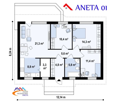 Dom modułowy ANETA 01 z montażem 8%VAT nazwa handlowa Dom modułowy ANETA 01 z montażem 8%VAT nazwa handlowa