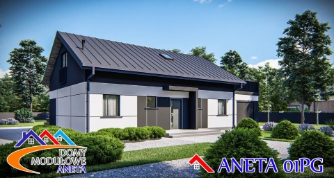 Dom modułowy ANETA 01PG z poddaszem i garażem z montażem 8%VAT nazwa handlowa