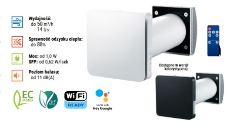 Rekuperacja VENTO INHOME Wi-Fi biała – Inteligentna wentylacja