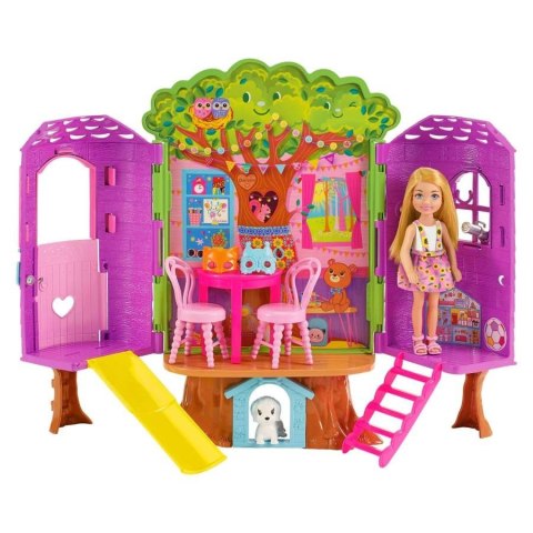 Lalka barbie chelsea domek na drzewie + akcesoria