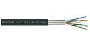 LAN T-11B 4X2X0,5 KAT.5E ŻEL