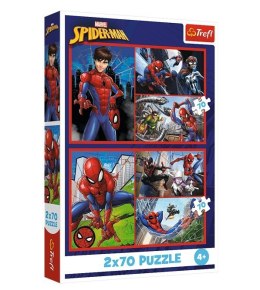 Puzzle 2x70 elementów spiderman pajęcze historie