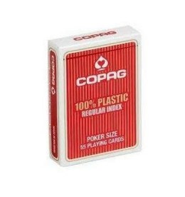 Karty poker 100% plastik pk2. talia czerwona, index w 2 rogach