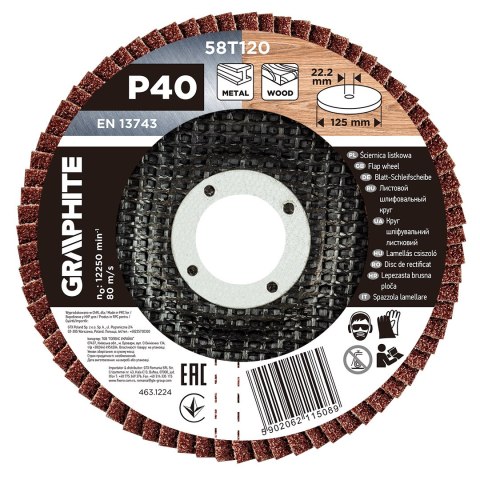 Ściernica listkowa 125 x 22.2 mm, P40 Ściernica listkowa 125 x 22.2 mm, P40