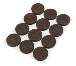 Podkładki filcowe okrągłe samoprzylepne, ciemnobrązowe 28 mm, 12 szt.