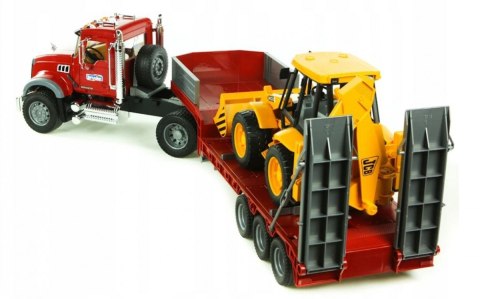 Pojazd mack z naczepą i koparko-ładowarka jcb Pojazd mack z naczepą i koparko-ładowarka jcb