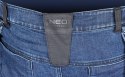 Spodnie robocze DENIM, wzmocnienia Cordura, odpinane kieszenie kaburowe, granatowe, rozmiar S