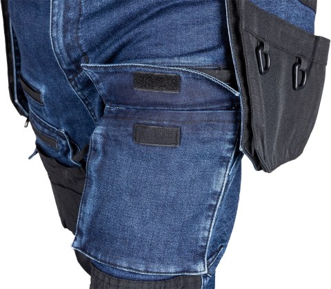 Spodnie robocze DENIM, wzmocnienia Cordura, odpinane kieszenie kaburowe, granatowe, rozmiar S Spodnie robocze DENIM, wzmocnienia Cordura, odpinane kieszenie kaburowe, granatowe, rozmiar S