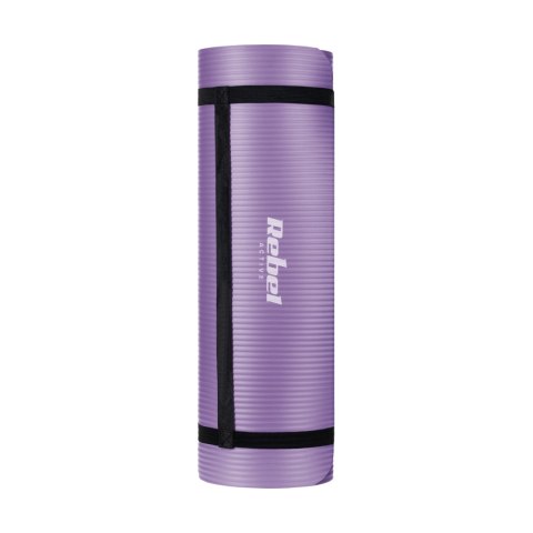 Mata gimnastyczna do ćwiczeń joga, pilates, fitness, 183x61cm, grubość 1.5cm, materiał NBR, fioletowa, REBEL ACTIVE Mata gimnastyczna do ćwiczeń joga, pilates, fitness, 183x61cm, grubość 1.5cm, materiał NBR, fioletowa, REBEL ACTIVE