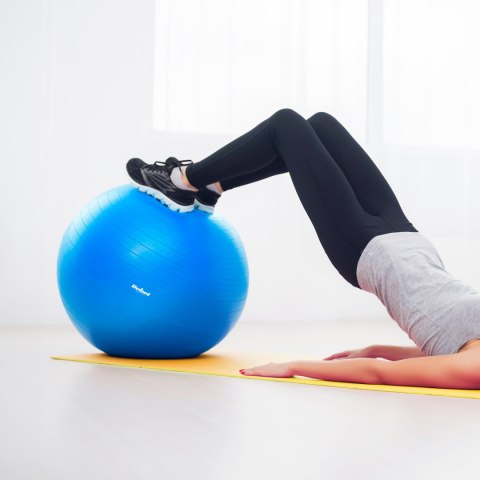 Piłka gimnastyczna rehabilitacyjna 65cm z pompką ręczną, kolor niebieski , REBEL ACTIVE Piłka gimnastyczna rehabilitacyjna 65cm z pompką ręczną, kolor niebieski , REBEL ACTIVE