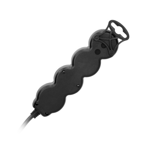 Przedłużacz 3-krotny 2P+Z (Schuko), z wyłącznikiem, 5m H05VV-F 3x1,5mm2, Imax=16A, płaska wtyczka, czarny Przedłużacz 3-krotny 2P+Z (Schuko), z wyłącznikiem, 5m H05VV-F 3x1,5mm2, Imax=16A, płaska wtyczka, czarny