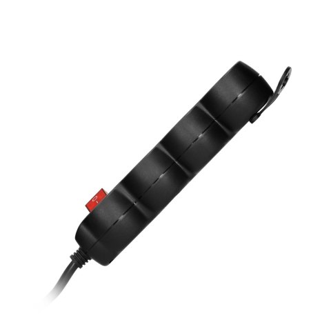 Przedłużacz 3-krotny 2P+Z (Schuko), z wyłącznikiem, 5m H05VV-F 3x1,5mm2, Imax=16A, płaska wtyczka, czarny Przedłużacz 3-krotny 2P+Z (Schuko), z wyłącznikiem, 5m H05VV-F 3x1,5mm2, Imax=16A, płaska wtyczka, czarny
