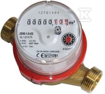 WODOMIERZ JS90-1,6 L-STD,R80, DN15, CW