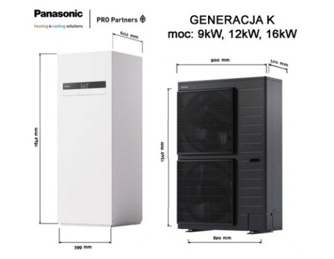 12kW Panasonic seria K 3 Fazowa z zasobnikiem 185L Pompa ciepła ALL IN ONE SPLIT KIT-ADC12K9E8 jw WH-ADC0912K9E8 jz WH-UDZ12KE8